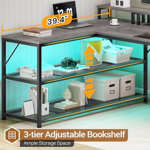 White L Shaped Desk with Drawers and Power Outlet P9909