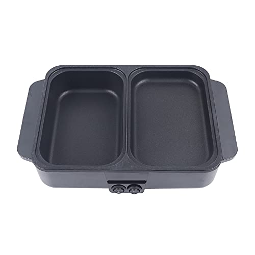 2 in 1 Portable Electric Non-Stick Hot Pot BBQ Grill Pan 110V 1200W Black Z142
