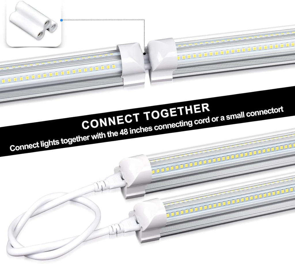 4FT 50W 7750Lumen 6000K Clear Cover V-Shape Linkable T8 LED Tube Light 10 Pack F52906
