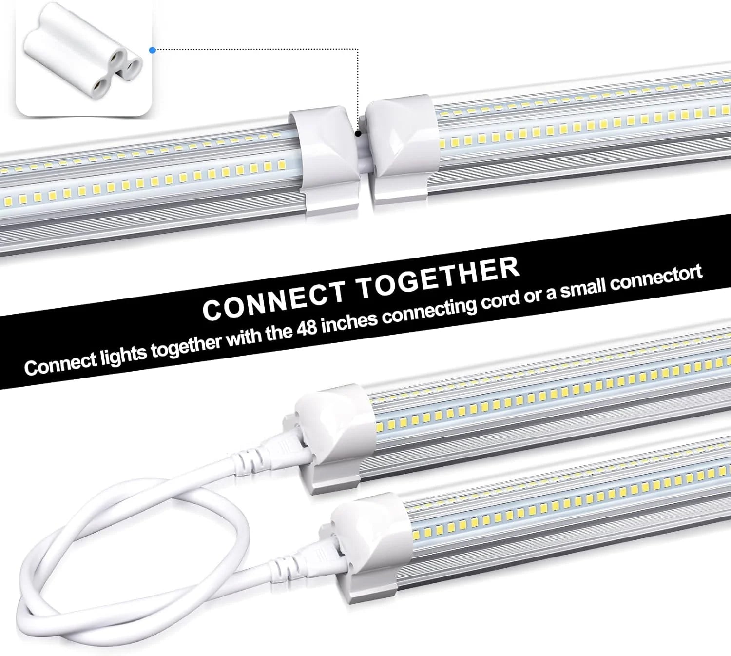 4FT 50W 7750Lumen 6000K Clear Cover V-Shape Linkable T8 LED Tube Light 10 Pack F52906