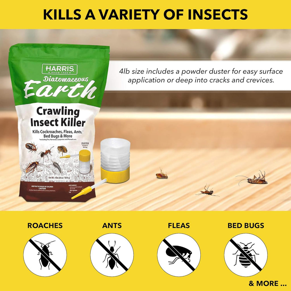 4lb Diatomaceous Earth Crawling Insect Killer with Powder Duster P3621