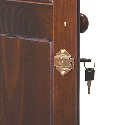 100% Solid Wood Armoire Wardrobe Closet, Java, 4 Shelves, 1 Clothing Rod, 2 Drawers, 1 Lock S495159
