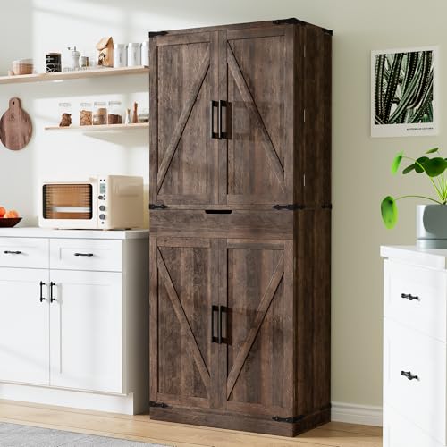 72" Tall Storage Cabinet with Adjustable Shelves & Steel Frame, Dark Grey G496772