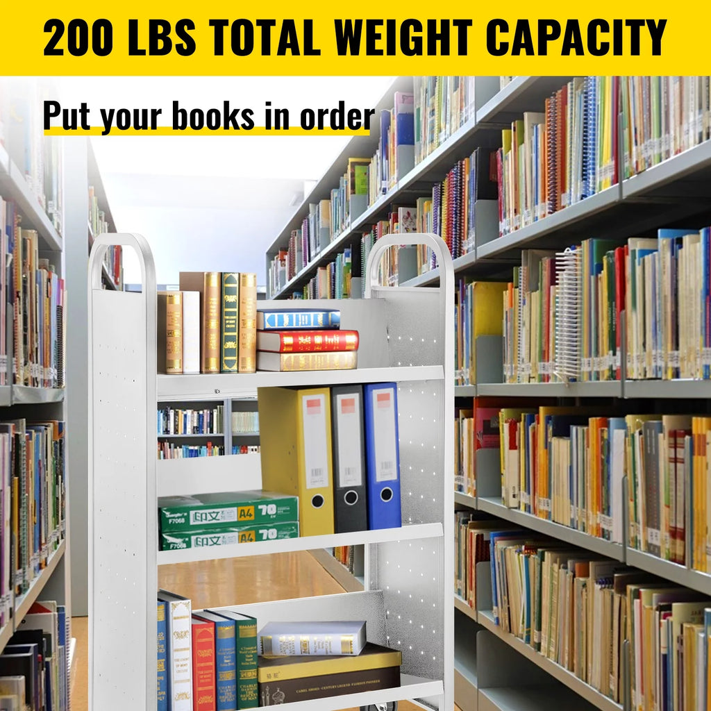White V-Shaped Shelves Book Cart L74793