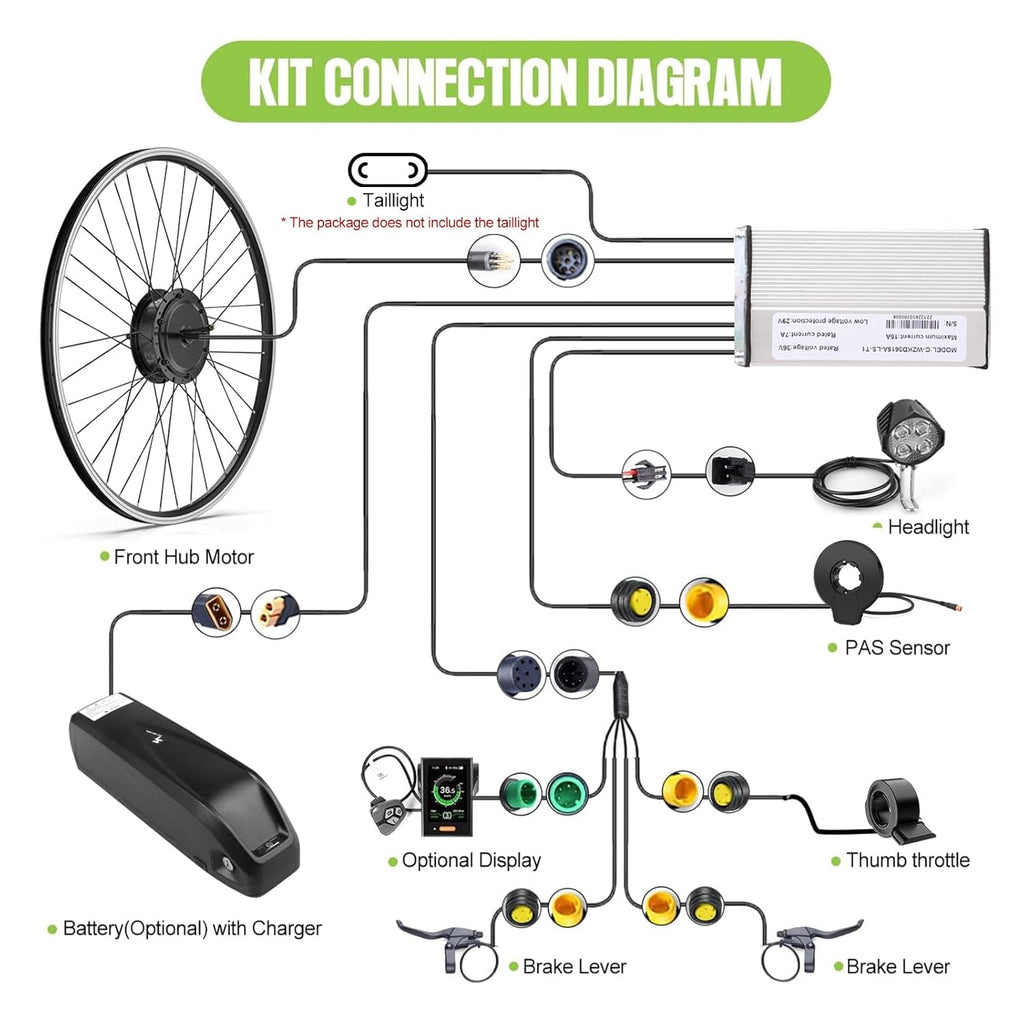 48V 500W Front Hub Motor Electric Bike Conversion Kit for 26 inch Wheel Q588642