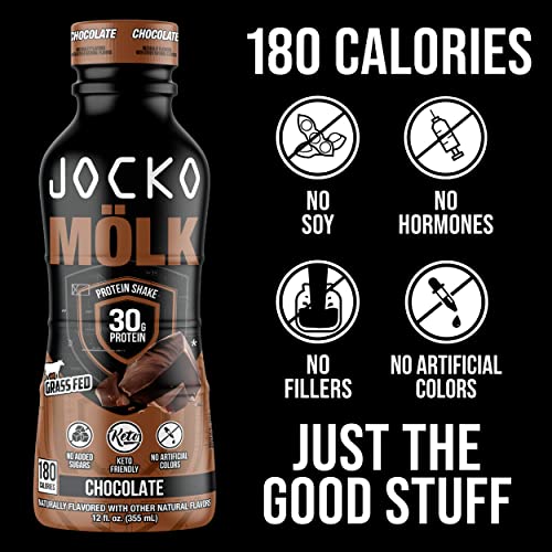 30g Grass Fed Protein Shakes Ready to Drink 12 FL Oz (Pack of 12) Chocolate V437