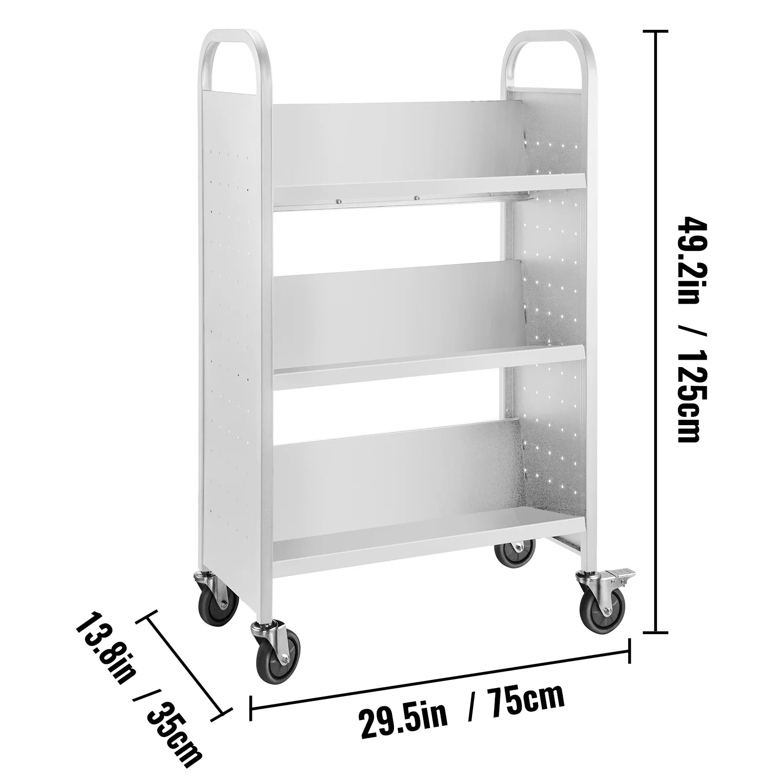 White V-Shaped Shelves Book Cart L74793