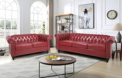 Green Velvet Chesterfield Sofa and Club Chair Set N467041