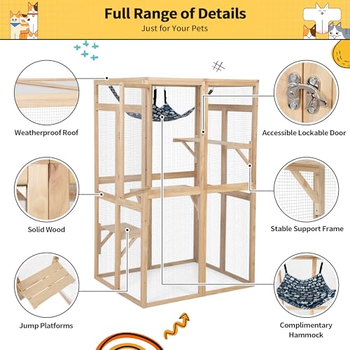 White Wooden Cat Enclosure with 3 Platforms M25987