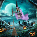 6FT Animated Flying Witch Halloween Decor with Scary Sounds and Lights A300133
