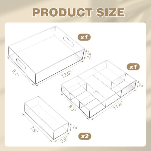 Clear Acrylic Desk Drawer Organizer Set 4 Pack Q559