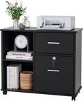 Black Wood Lateral File Cabinet with Lock I37452