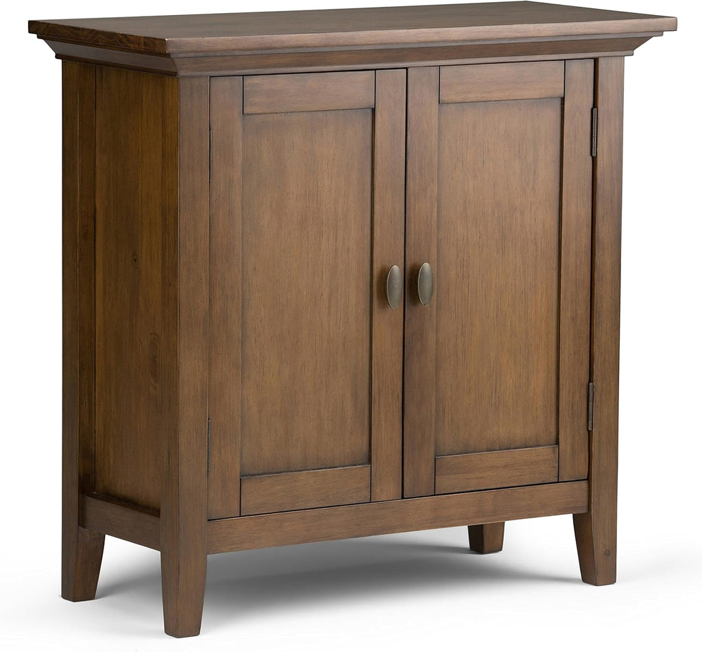 Hickory Brown Solid Wood Low Storage Cabinet with 2 Doors and 2 Adjustable Shelves J7807