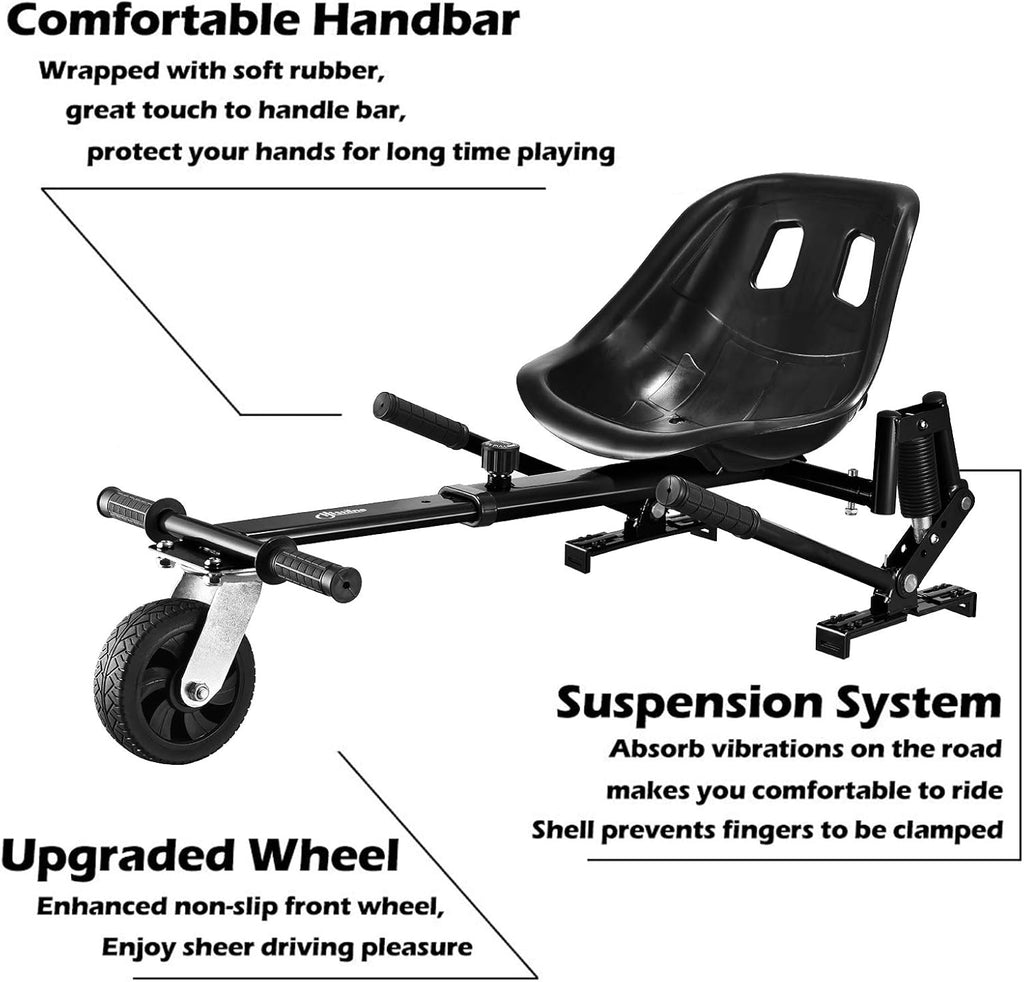 Black Hoverboard Seat Attachment with Off-Road Tire I750