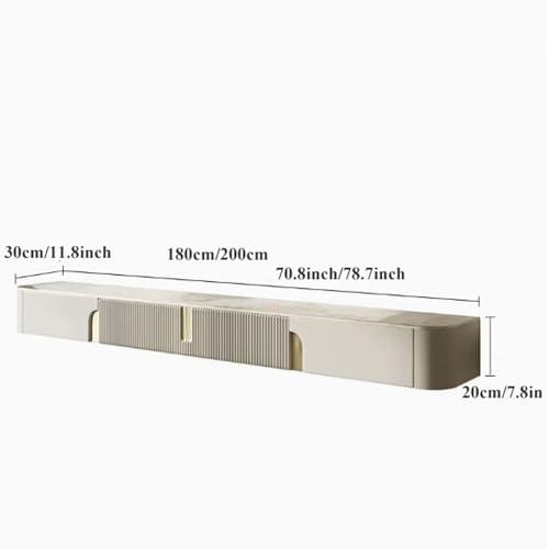 Floating TV Stand with Slate Tabletop, Wall Mounted TV Shelf, Wood Storage Hutch, 70.8/78.7 Inch F341
