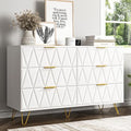 White 6 Drawer Wood Dresser with Gold Handles F653054