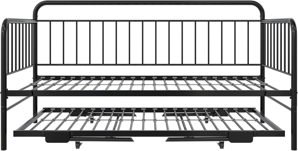 Black Metal Twin Daybed with Pop Up Trundle Bed B83178