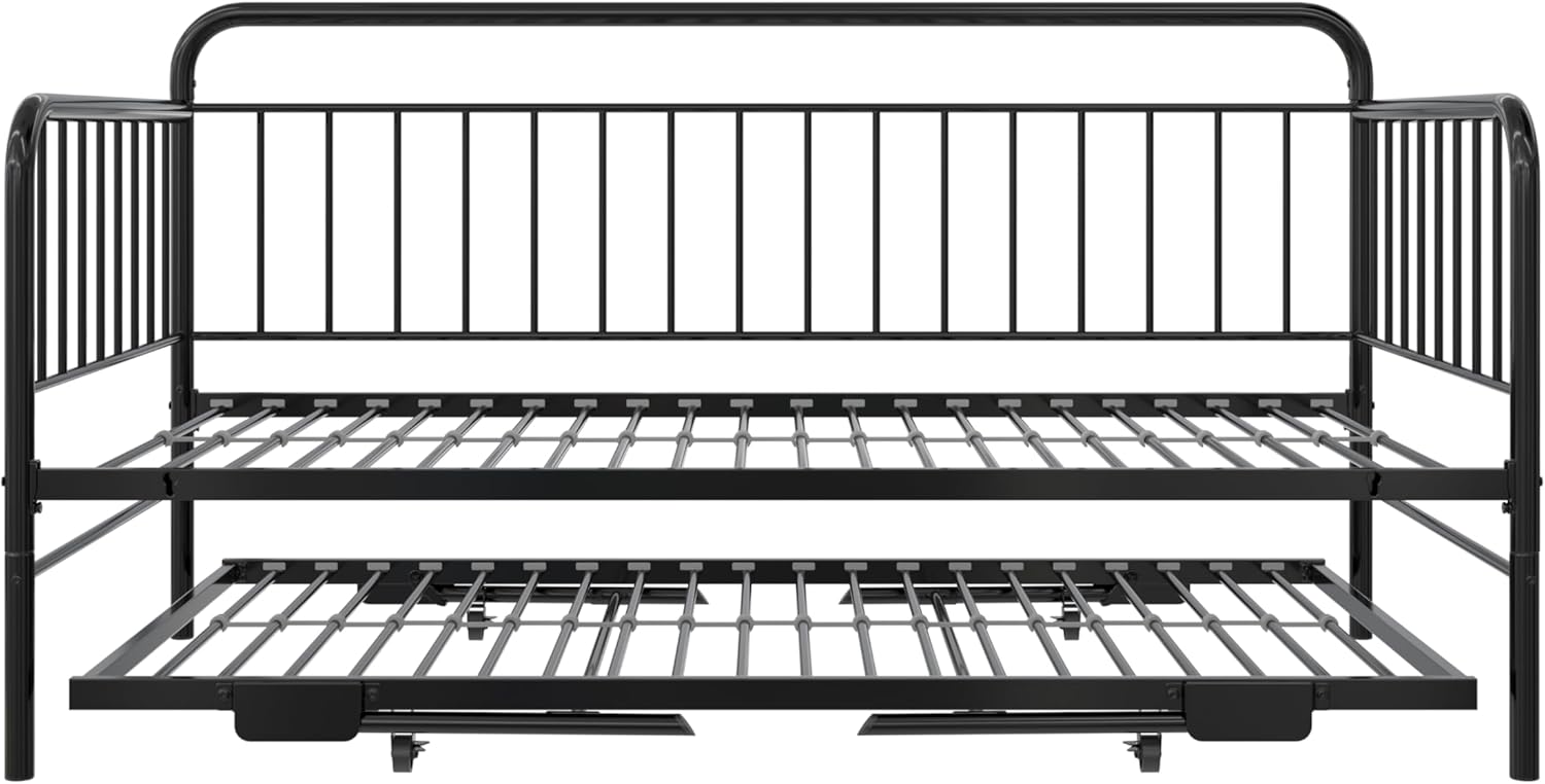 Black Metal Twin Daybed with Pop Up Trundle Bed B83178