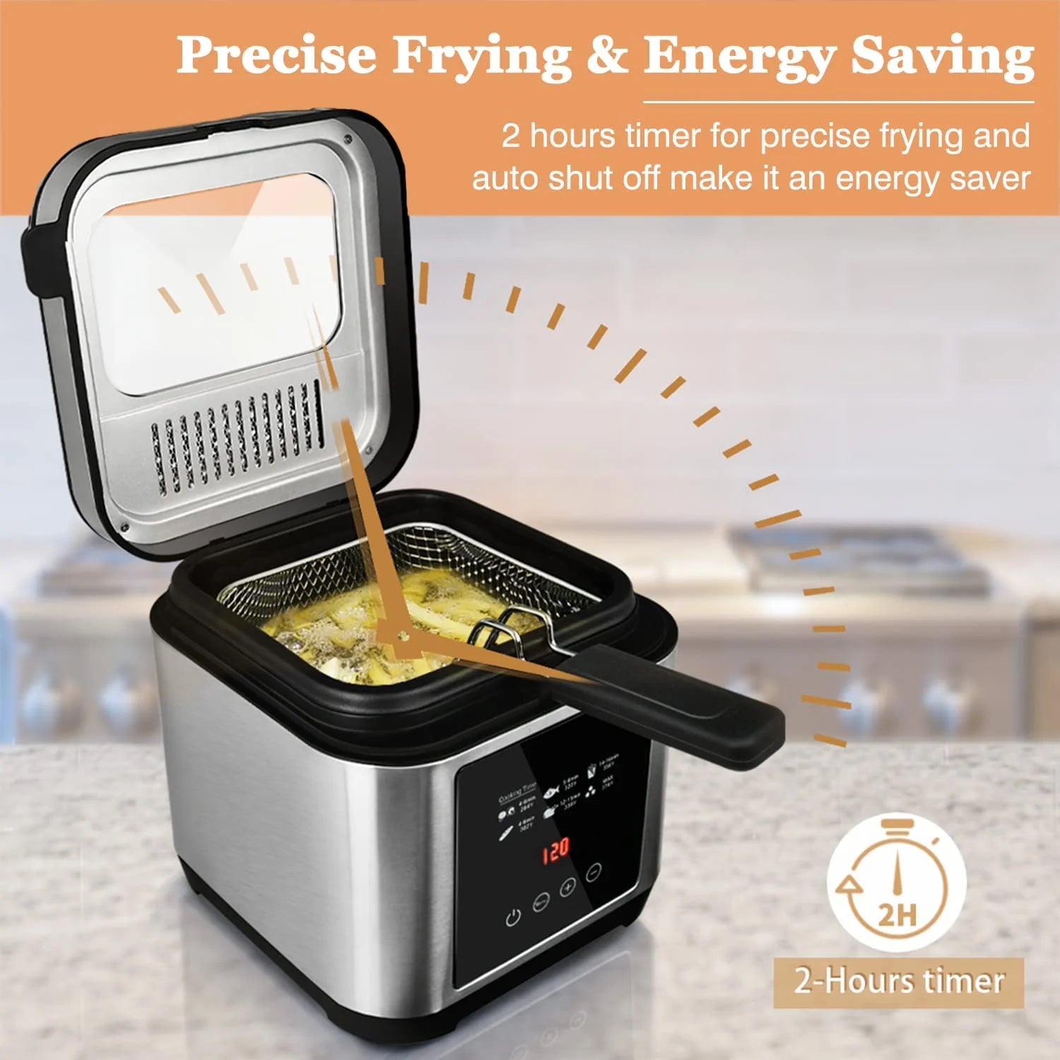 Stainless Steel Electric Deep Fryer with Basket, 2.5l Z188939