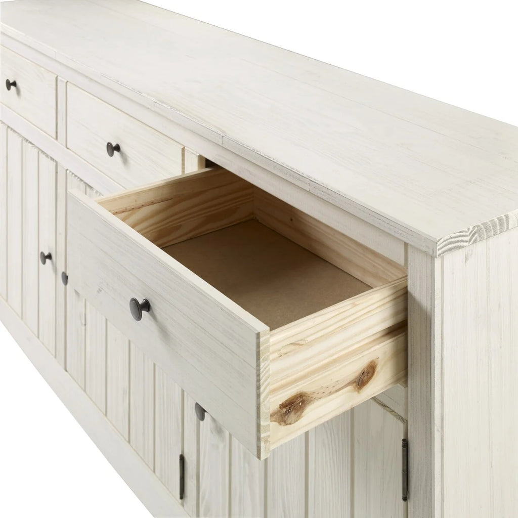 White Distressed Wood Buffet Sideboard O856