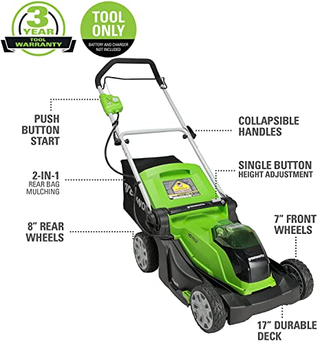 40V 17" Cordless Push Lawn Mower with 4.0Ah Battery and Charger L916