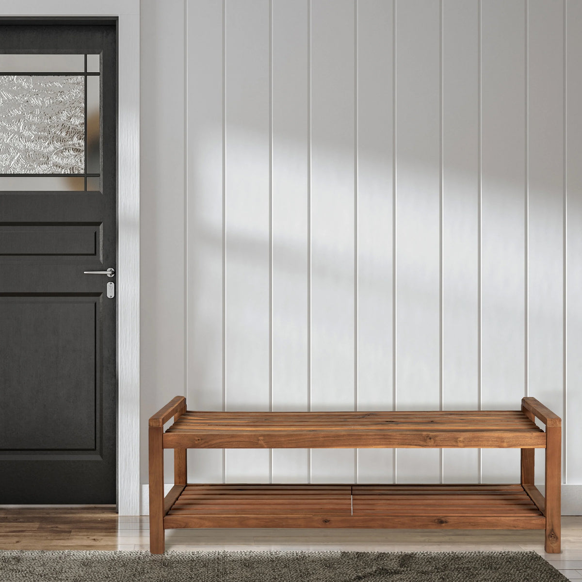 Teak Acacia Wood 3-Seat Outdoor Bench P76856