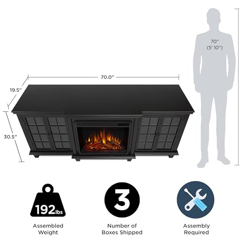 White 70" Electric Fireplace TV Stand with Adjustable Shelves S553867