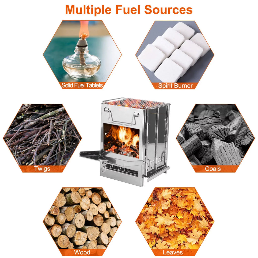 Folding Stainless Steel Camp Stove with Carry Bag M9020