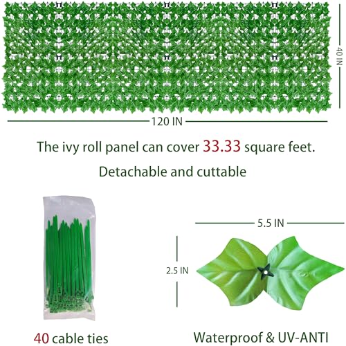 40X120 in UV-Anti Faux Ivy Leaf Fence Panels S50239