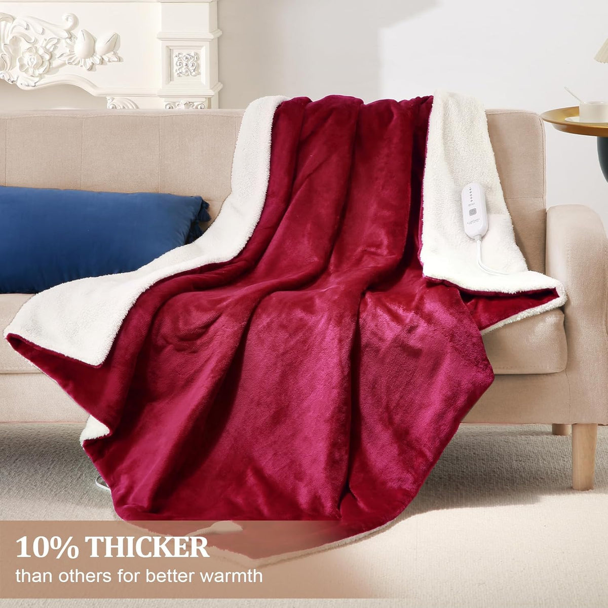 Red Flannel Electric Heated Throw Blanket 50" x 60" M1695