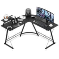 Black L Shaped Gaming Desk with Metal Frame B6460
