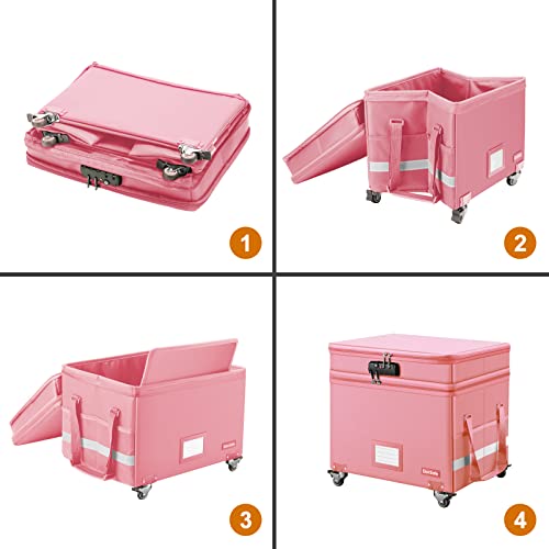 Gray Fireproof Document Box with Lock and Wheels E9914