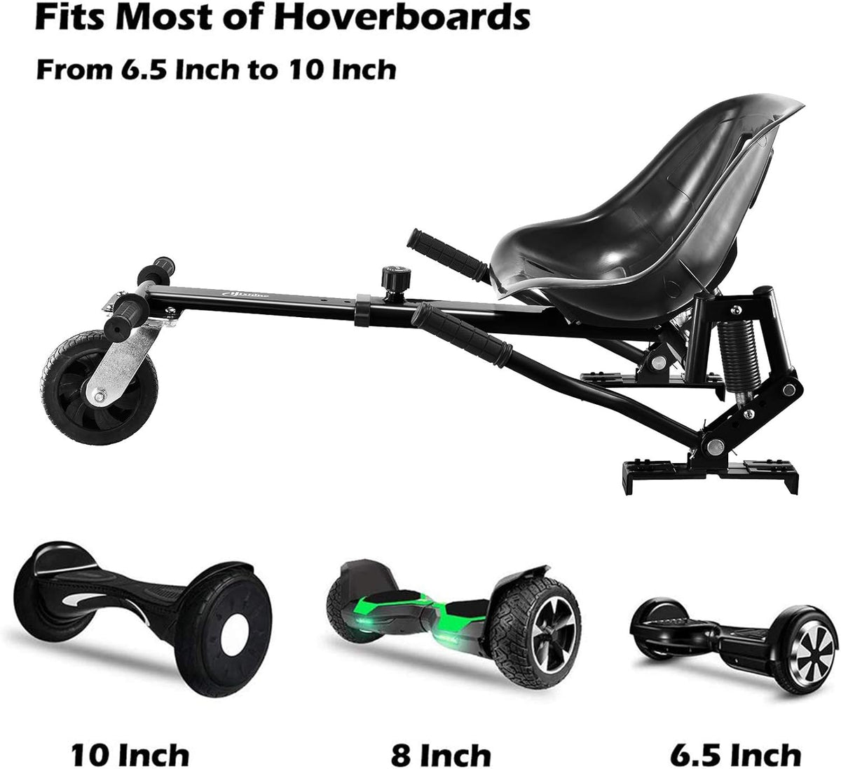 Black Hoverboard Seat Attachment with Off-Road Tire I750