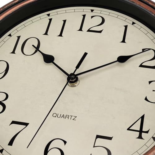 Retro Silent Non-Ticking Round Quartz Battery Operated Wall Clock 12 inch Bronze A525