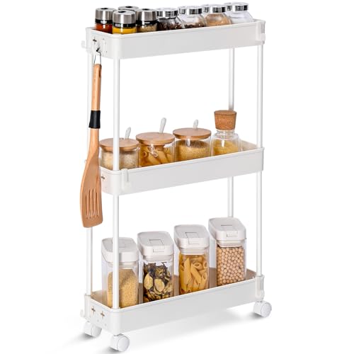 Slim Rolling Storage Cart, 4 Tier, White A940