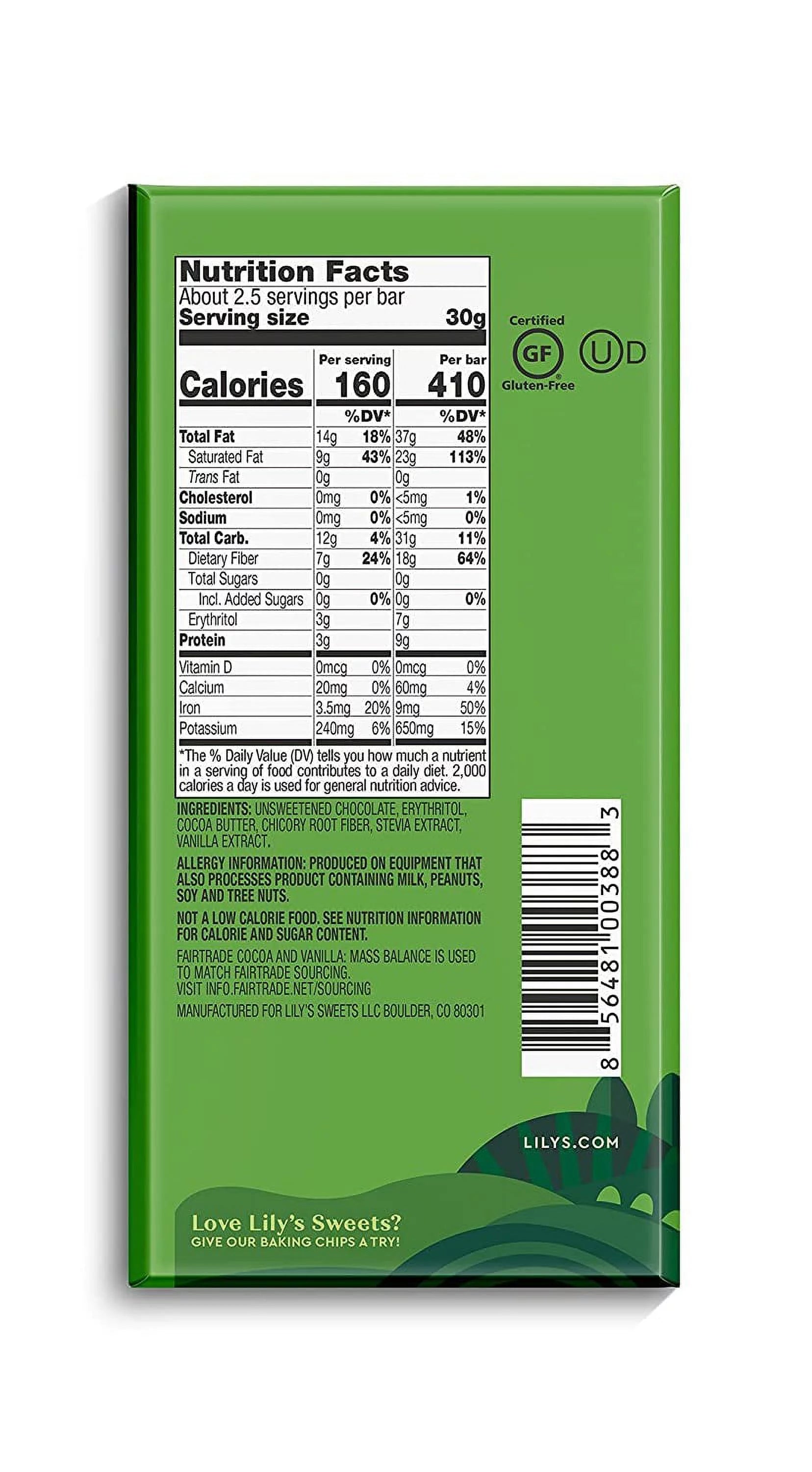 85% Dark Chocolate Bar 2.8 oz Pack of 4 P2276