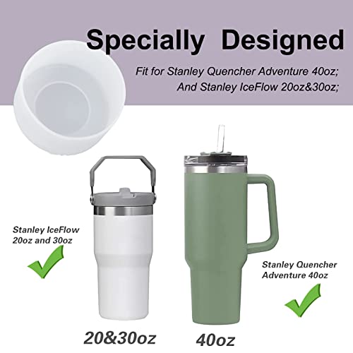 2Pcs Silicone Boot for Stanley 40 oz Quencher Tumbler & Stanley IceFlow 20oz 30oz, Protective Water Bottle Bottom Sleeve Cover (white) L7518
