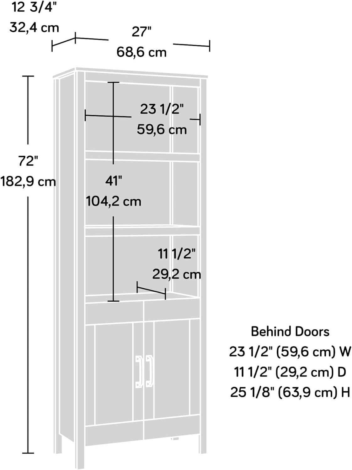 Khaki Pine Finish Bookcase with Doors B981269