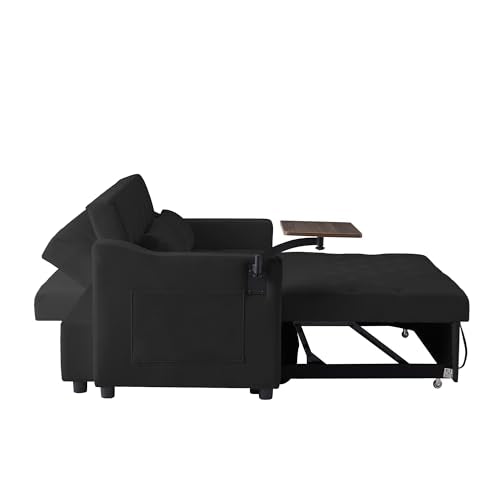 3 in1 Velvet Convertible Loveseat Sleeper Sofa Bed with Storage Pockets S58690