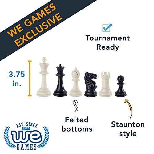 Tournament Chess Set with Filled Chess Pieces and Black Roll-Up Vinyl Chess Board E76572