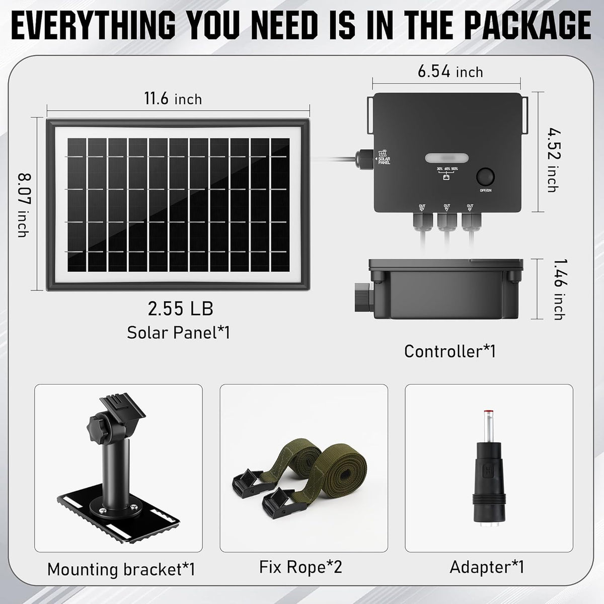 Solar Panel with 7500mA Battery, DC 6V/9V/12V Output P8367