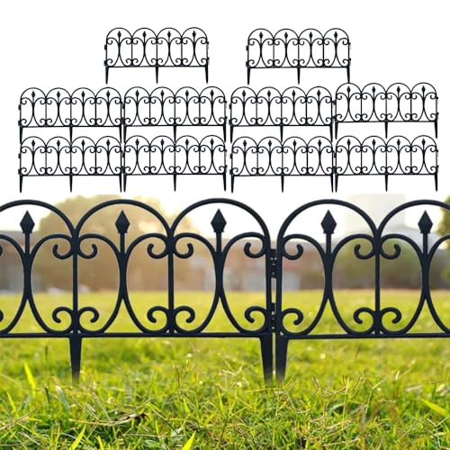 Black Plastic Garden Fence 13 inch High 10 Pack E811