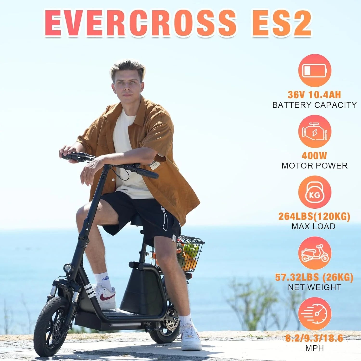 400W Motor 12" Pneumatic Tire Foldable Electric Scooter with Seat F628