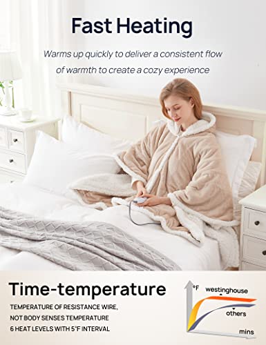 Light Grey 50 x 60 Inch Wearable Heated Throw Blanket M2777
