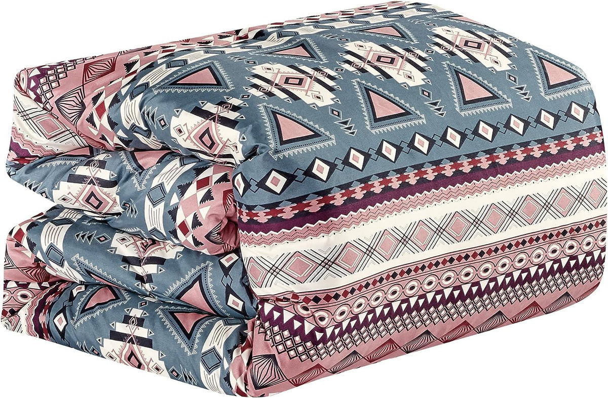 Teal Pink Southwestern Design Comforter Bedding Set Queen Size J15324