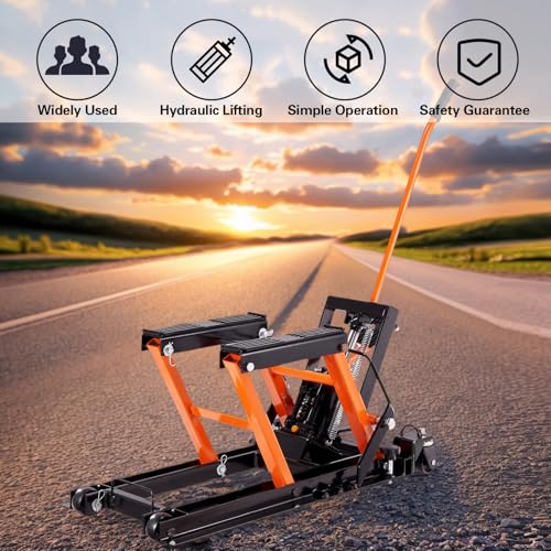 1500 LBS Hydraulic Scissor Motorcycle Jack Stand with 4 Wheels Q291593