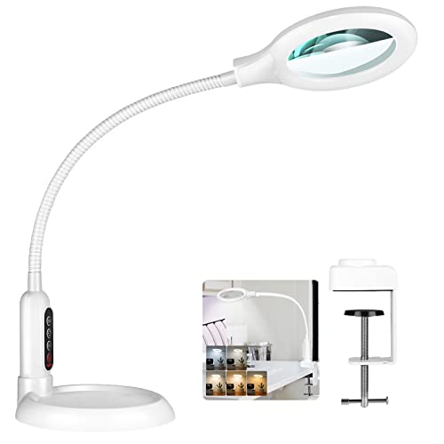 5X Magnifying Glass with Light and Clamp, Flexible Gooseneck LED Desk Lamp F463287