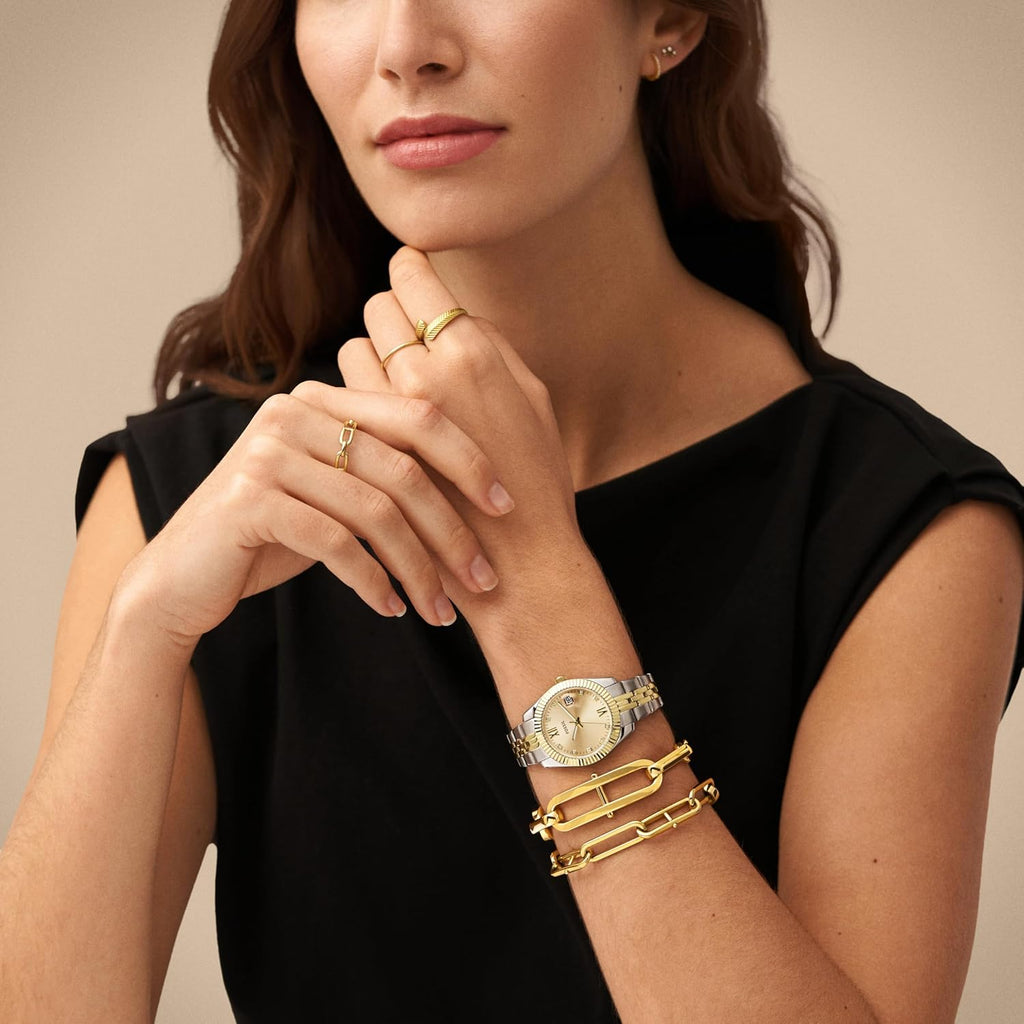 Gold Silver Stainless Steel Quartz Watch N772