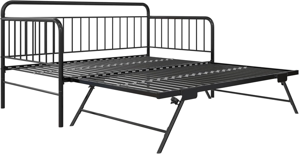 Black Metal Twin Daybed with Pop Up Trundle Bed B83178