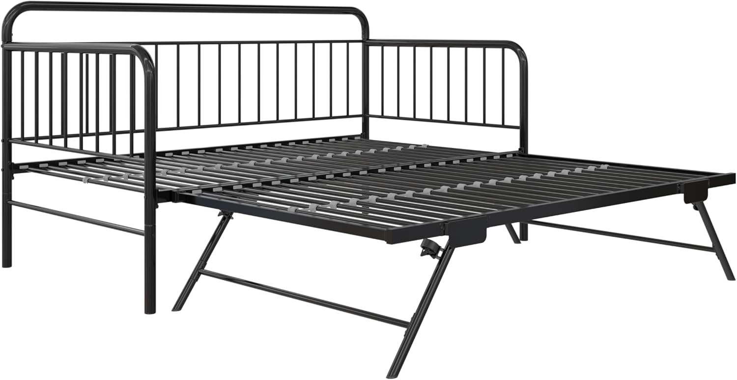 Black Metal Twin Daybed with Pop Up Trundle Bed B83178